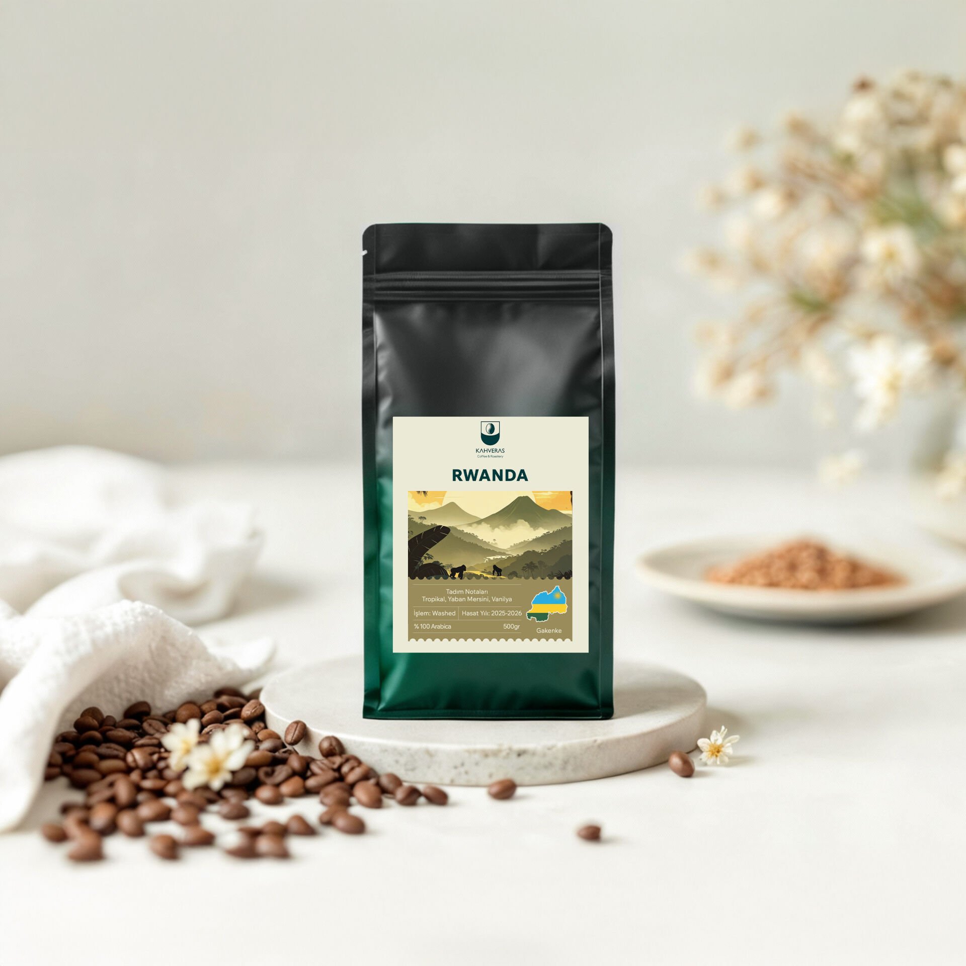 Rwanda Çekirdek&Filtre Kahve %100 Arabica Taze Kavrum 500 gr