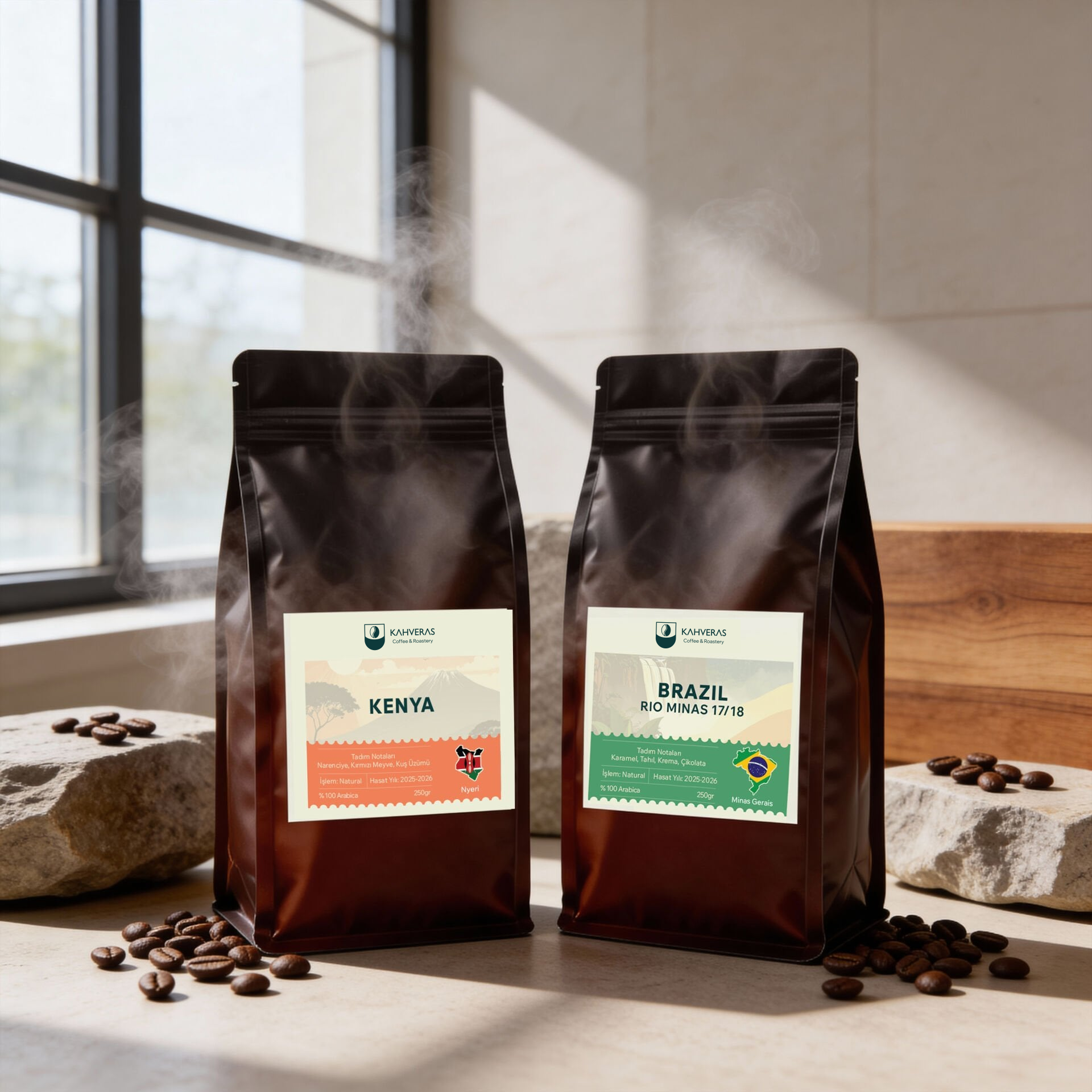 Avantajlı Kahve Seti Brazil&Kenya %100 Arabica Taze Kavrum