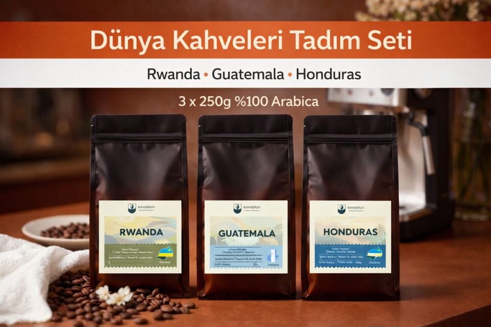 3\'lü Dünya Kahveleri Seti Özel Seçim Arabica Taze Kavrum (avantaj paket)
